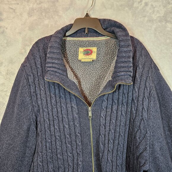 Boston Traders Mens XXL Cable Knit Full Zip Cardigan Faux Sherpa Lining gorpcore - Picture 4 of 12